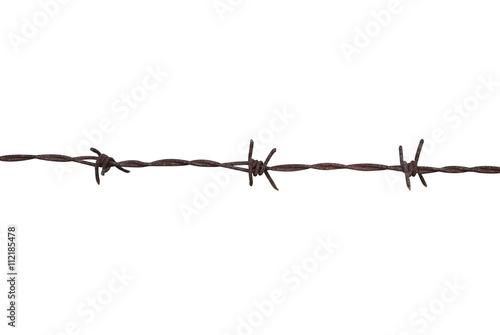 Rusty barbed wire on white background  © kittiyaporn1027