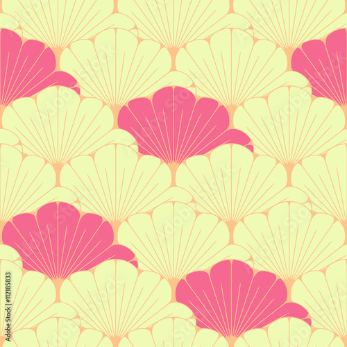 a Japanese style seamless tile with exotic foliage pattern in pink