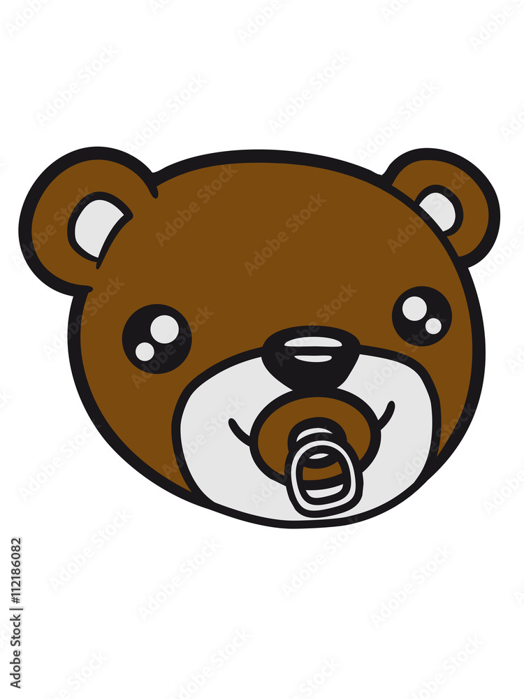 face head baby pacifier diaper child sweet cute small comic cartoon teddy bear face head baby pacifier diaper child sweet cute small comic cartoon teddy bear