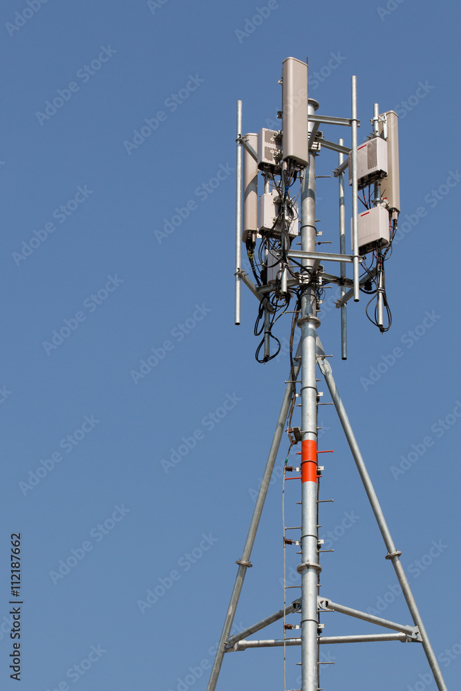 communication tower on blue sky background communication tower on blue sky background