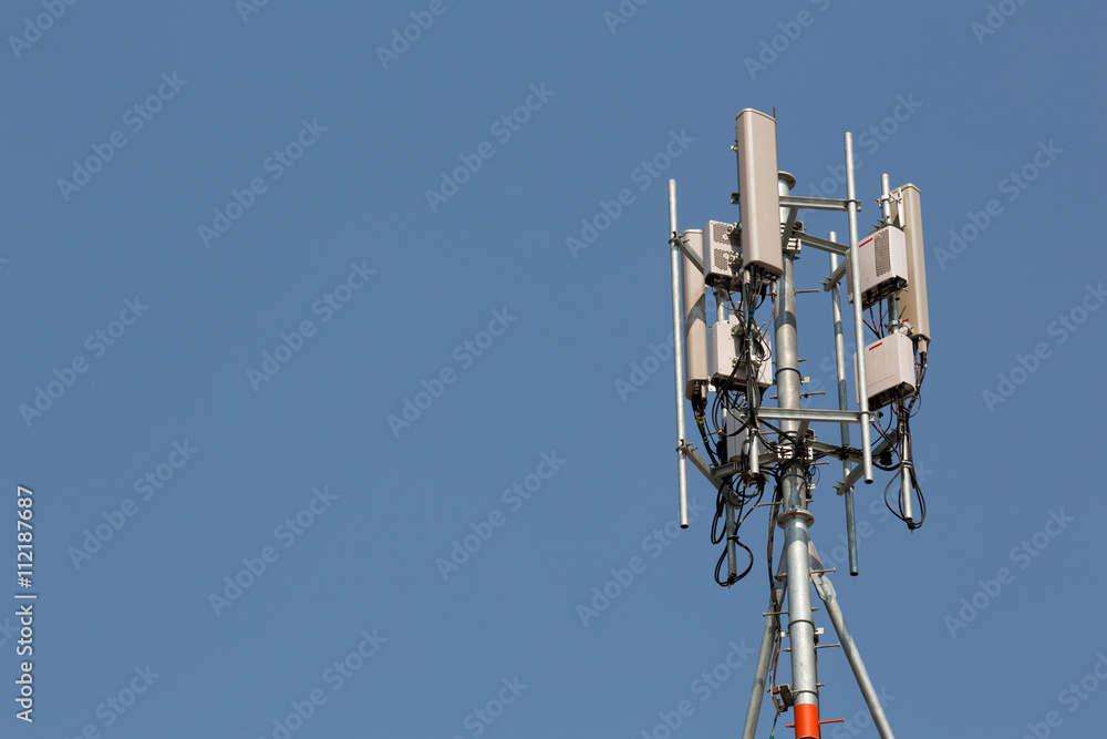 communication tower on blue sky background communication tower on blue sky background