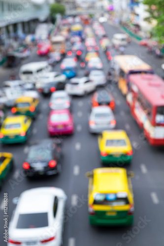 Abstract blur bokeh of traffic jam on road in the city © NYgraphic