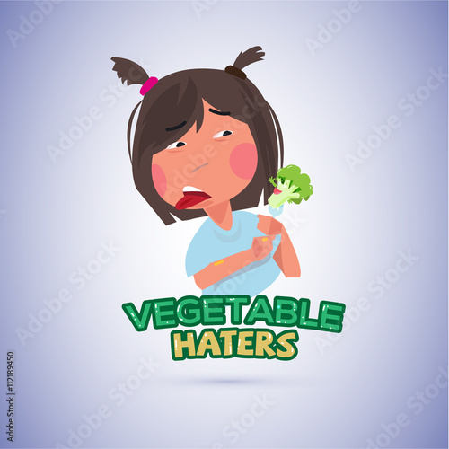 vegetable haters character with typographic design - vector