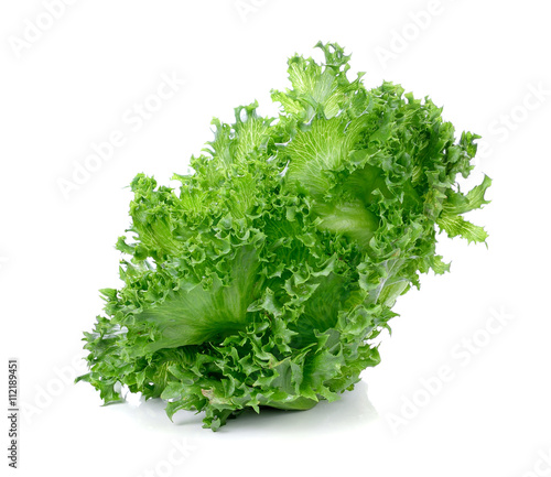 Fresh green lettuce leafs isolated on white background