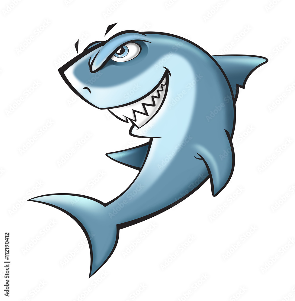 Angry shark cartoon illustration on white background Angry shark cartoon illustration on white background