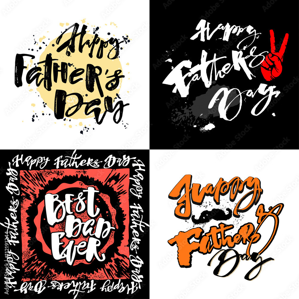 Fathers day concept hand lettering motivation posters.