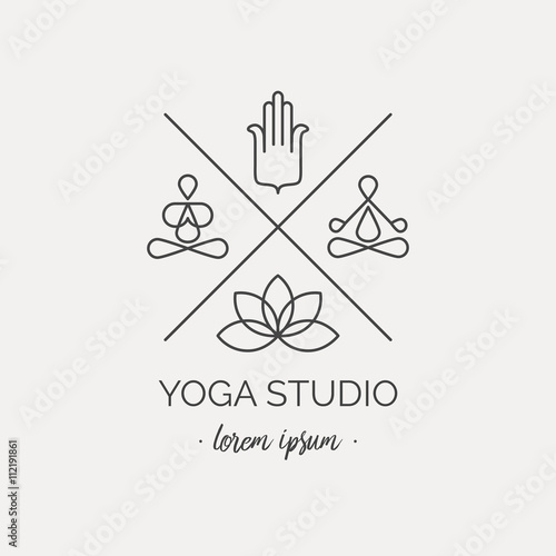 Hipster logo or label for yoga studio, shop.