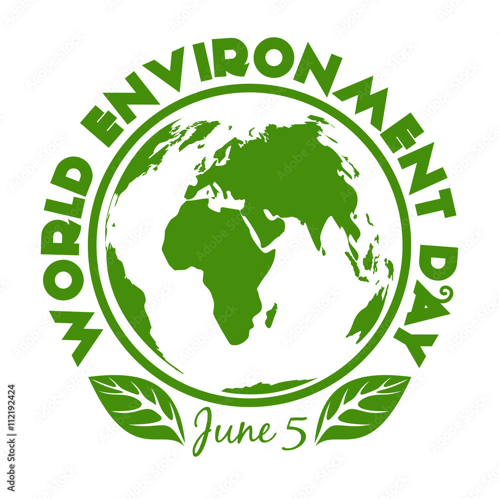 Round stamp for World Environment Day. June 5. Environment Day logo design isolated on white background. Vector illustration