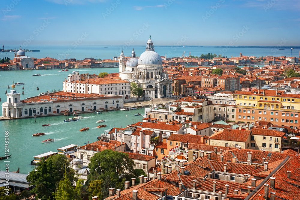 Panoramic aerial view of Venice from San Marco Campanile.