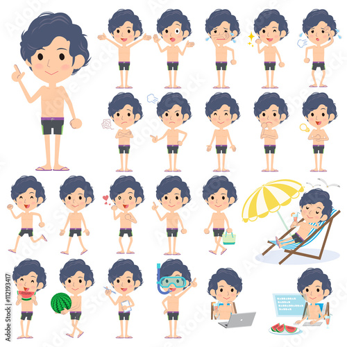 perm hair men Purple Swimwear style