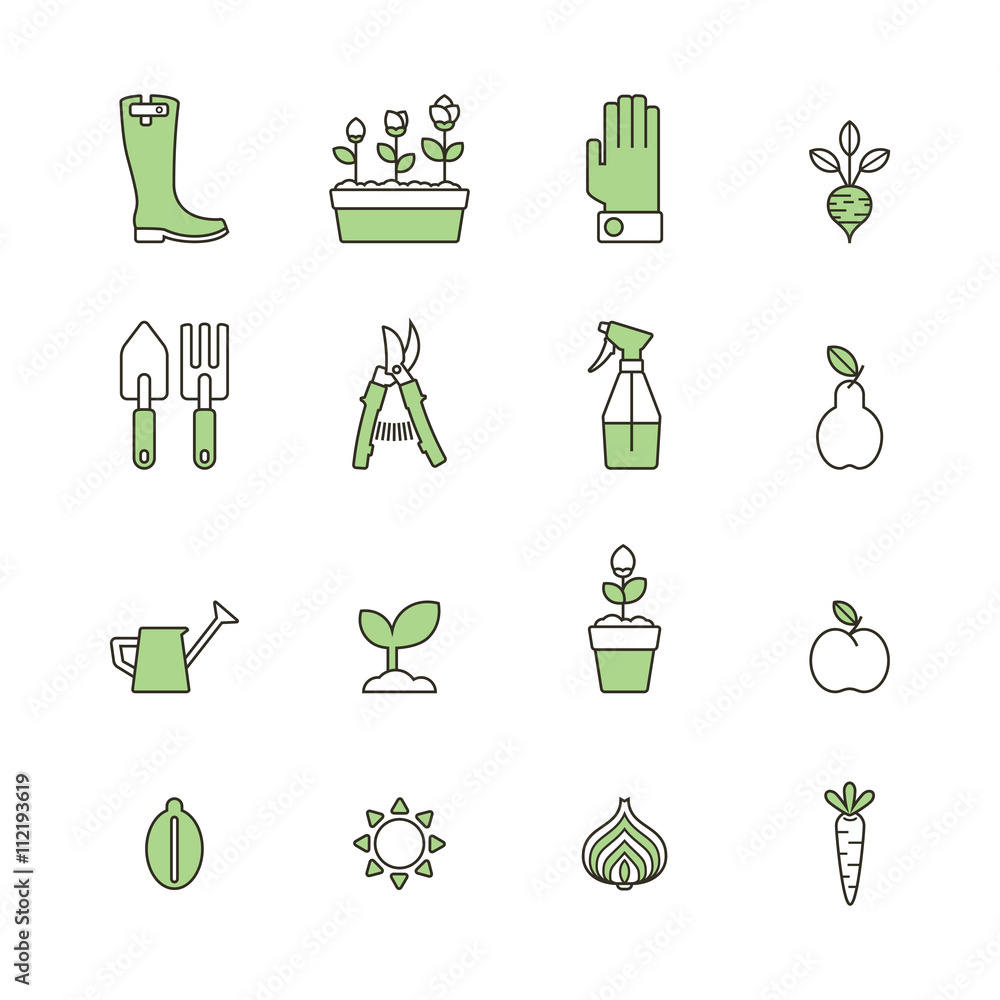 set of line gardening icons set of line gardening icons