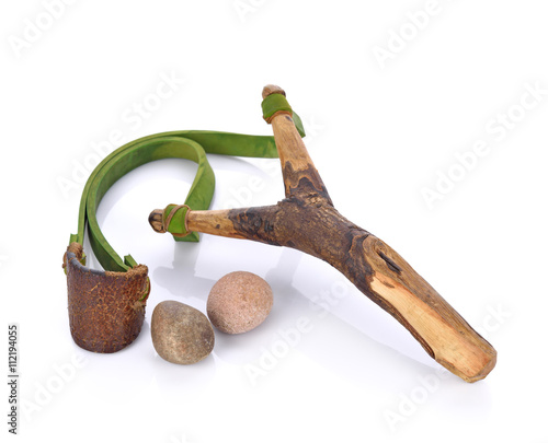 Wooden slingshot isolated on white background