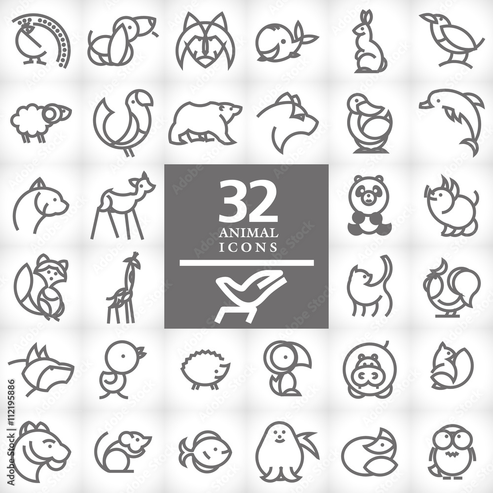 Vector flat simple minimalistic animal logo. Animal icon, animal sign, symbol isolated. Nature park, national zoo, pet shop logo, animal food store logo.