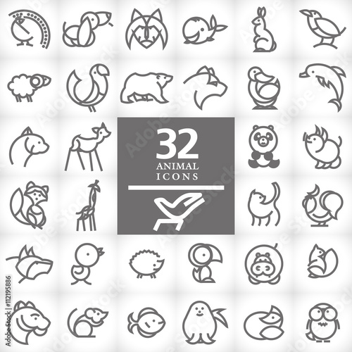 Vector flat simple minimalistic animal logo. Animal icon, animal sign, symbol isolated. Nature park, national zoo, pet shop logo, animal food store logo.