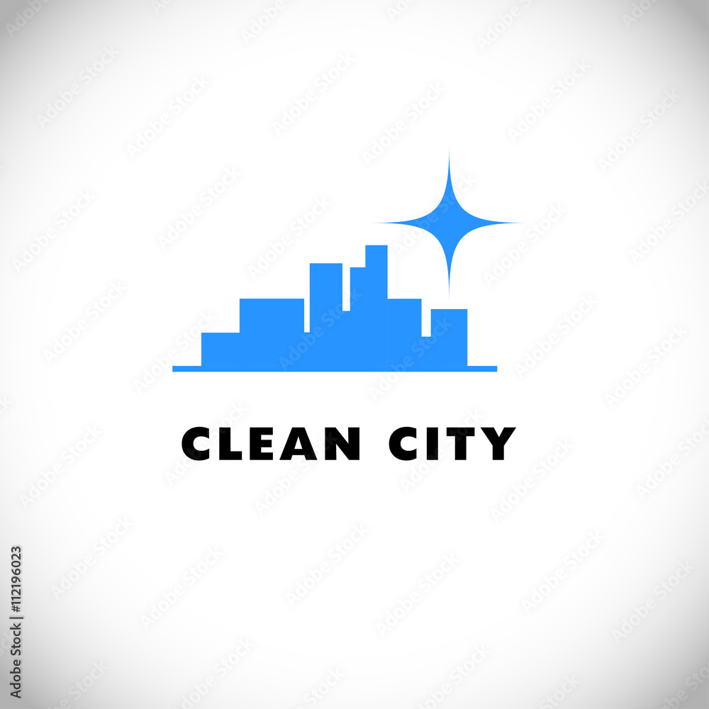 Vector logo for cleaning company. Flat cleaning service insignia. Simple cleaning logo icon isolated on white background.