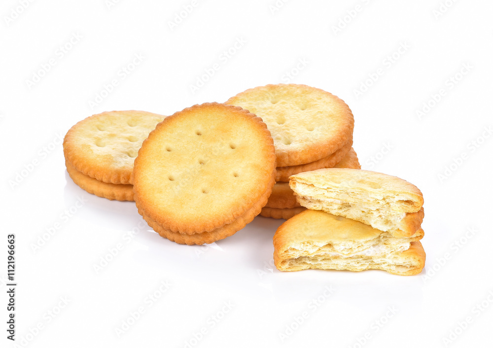 Cracker cookie on white background Cracker cookie on white background