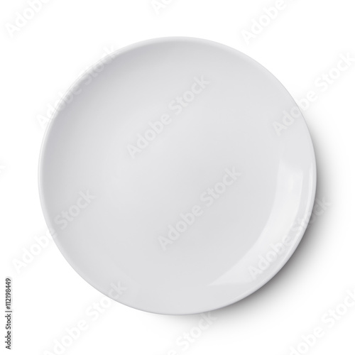 Simple white circular porcelain plate