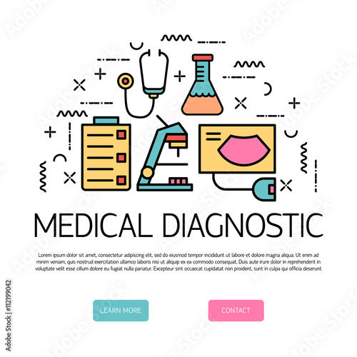 Medical banner design template with different symbols medical re