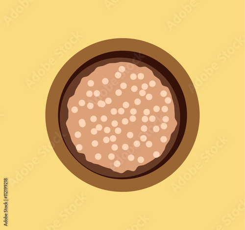 Buckwheat plate vector illustration.