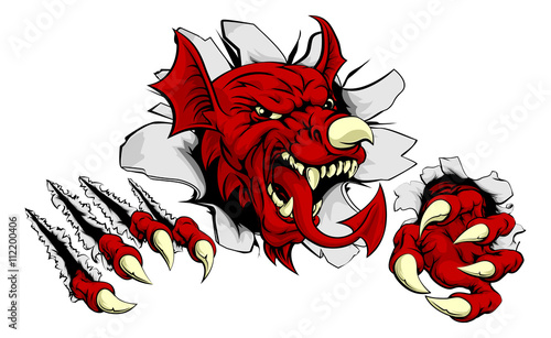 Welsh Dragon Tearing Out