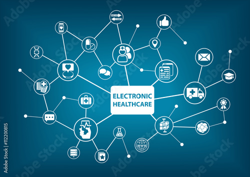 Electronic healthcare background as vector illustration in a digitized hospital