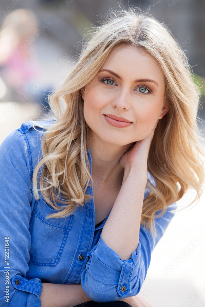 Beautiful woman with long blond hair. Beautiful woman with long blond hair.