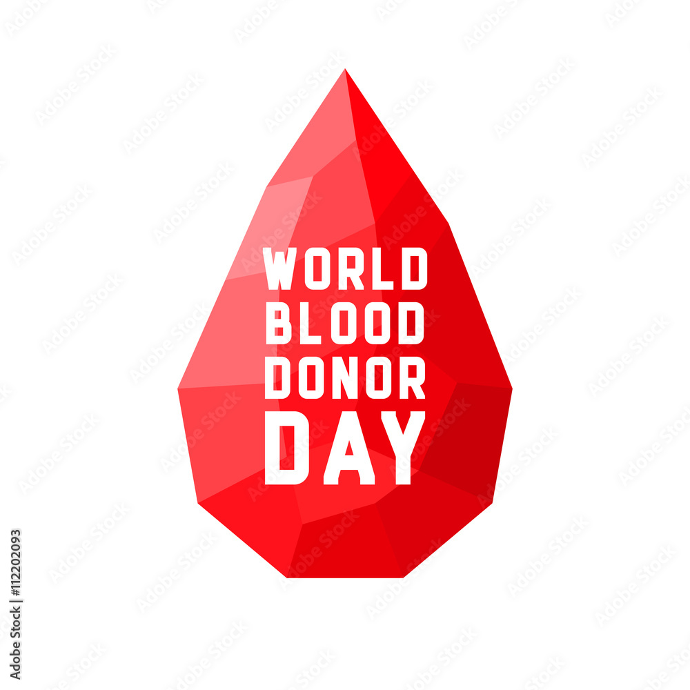 World blood donor day vector illustration. Blood drop made in mosaic style of triangles. Medical Design Element World blood donor day vector illustration. Blood drop made in mosaic style of triangles. Medical Design Element