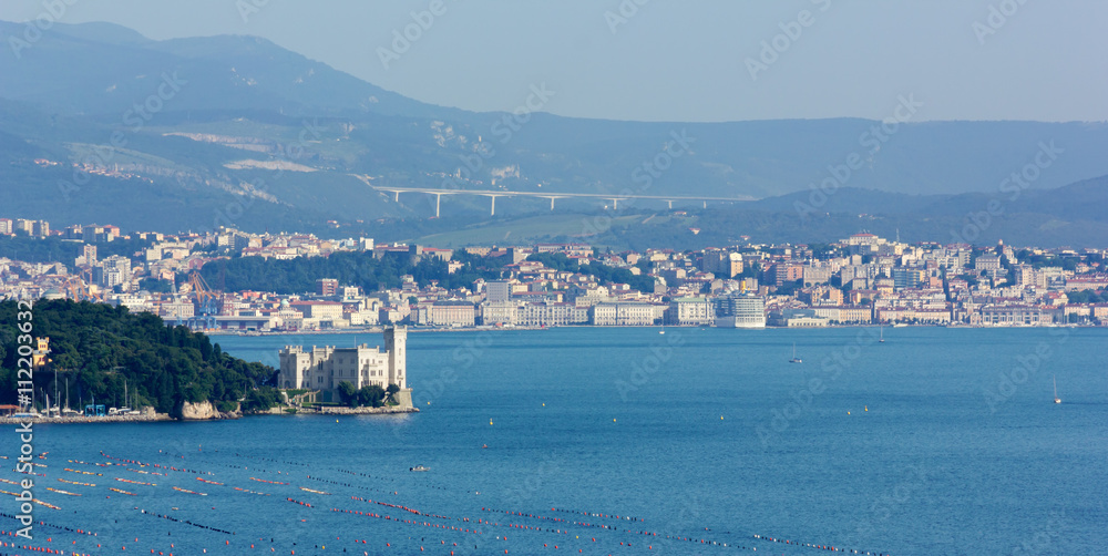 Castle of Miramare and the City of Trieste, Italy