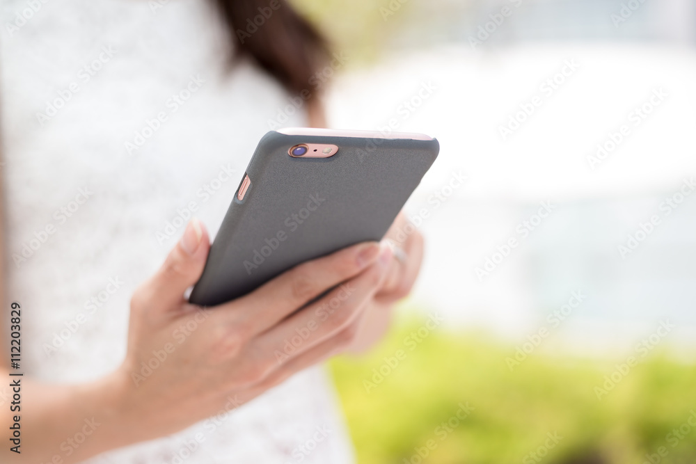 Woman hold with cellphone