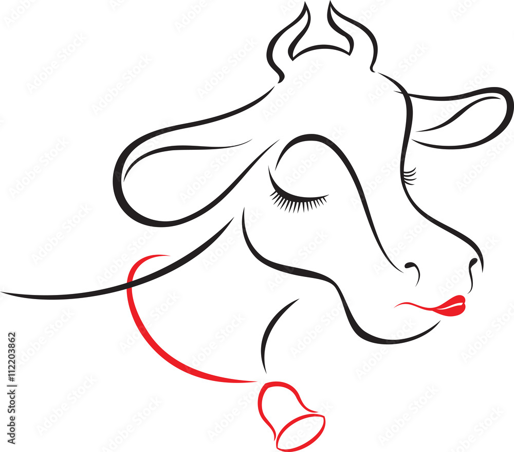 Naklejka Sketch of Pretty Cow