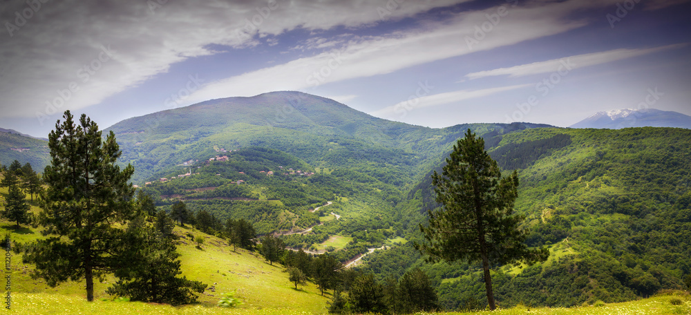 mountain valley in kosovo - obrazy, fototapety, plakaty 