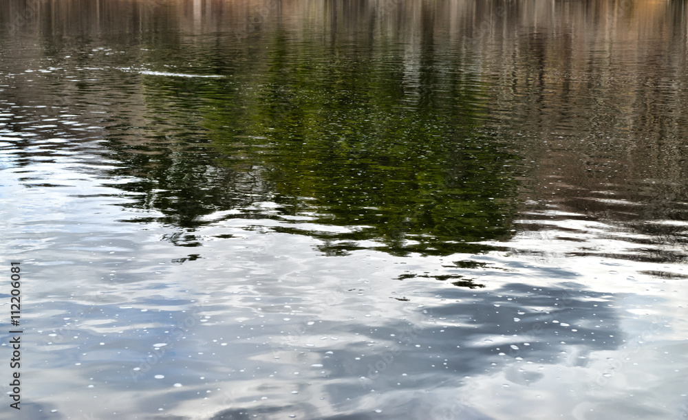 Rippling water with sky and trees reflected Rippling water with sky and trees reflected