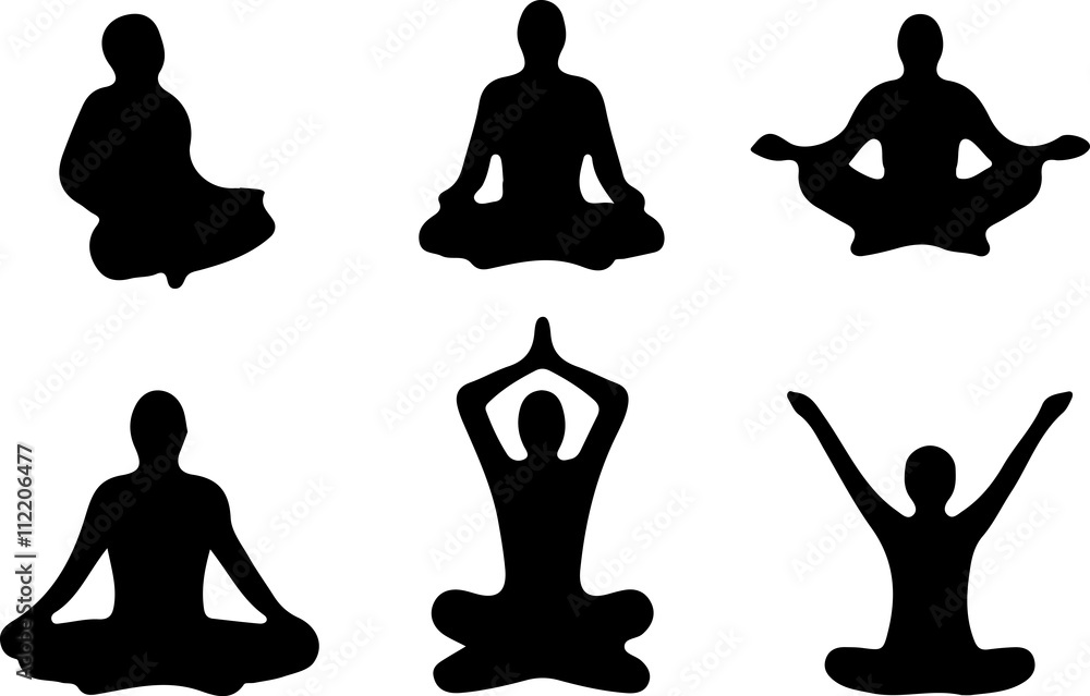 Yoga Positions. Silhouettes icon. Vector illustration. Yoga Positions. Silhouettes icon. Vector illustration.