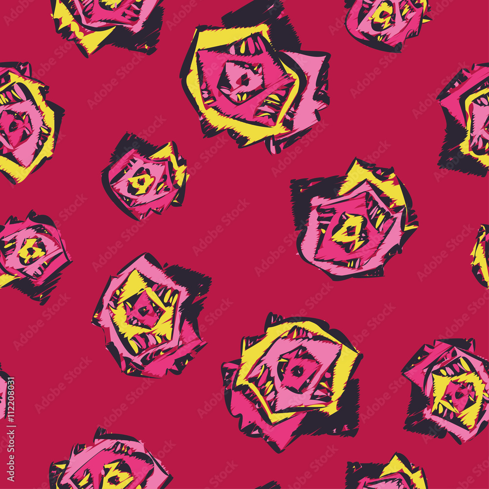 Ethnic boho seamless pattern with decorative flowers. Print. Cloth design, wallpaper.