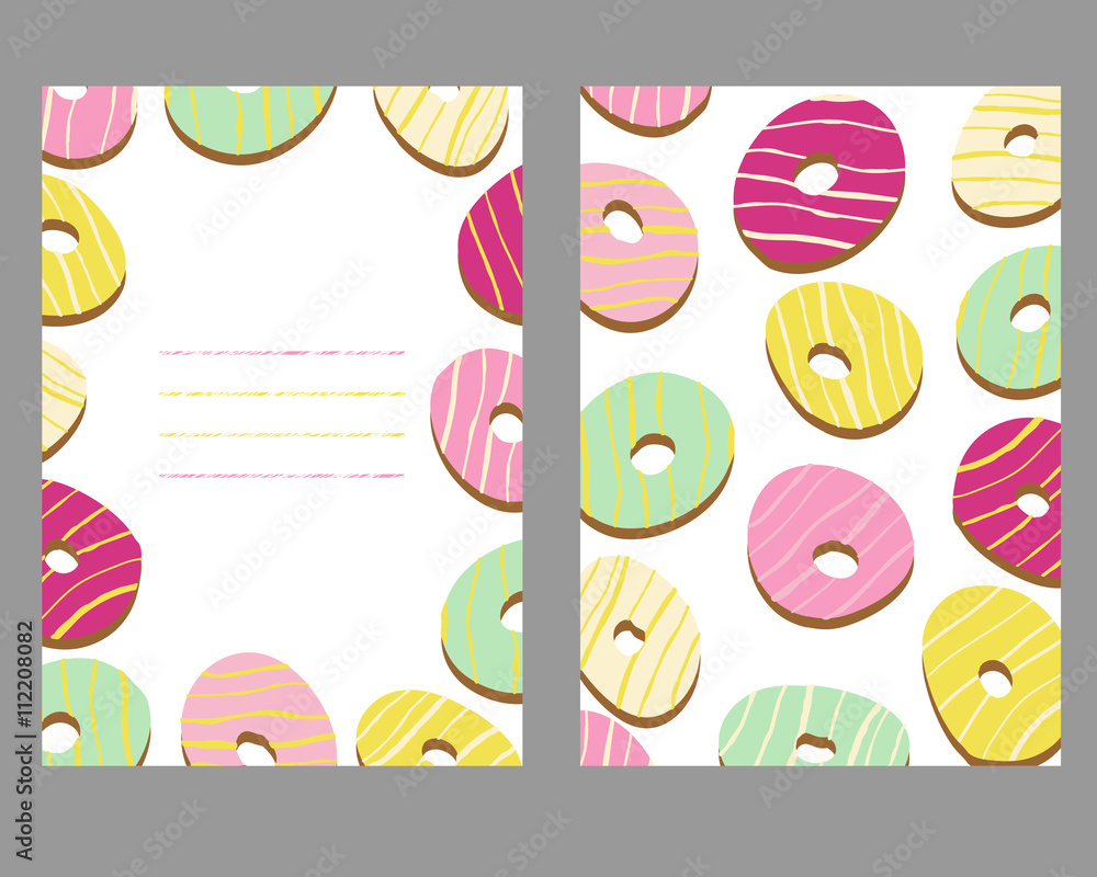Sweet donut card with copy space area. Two sides.
