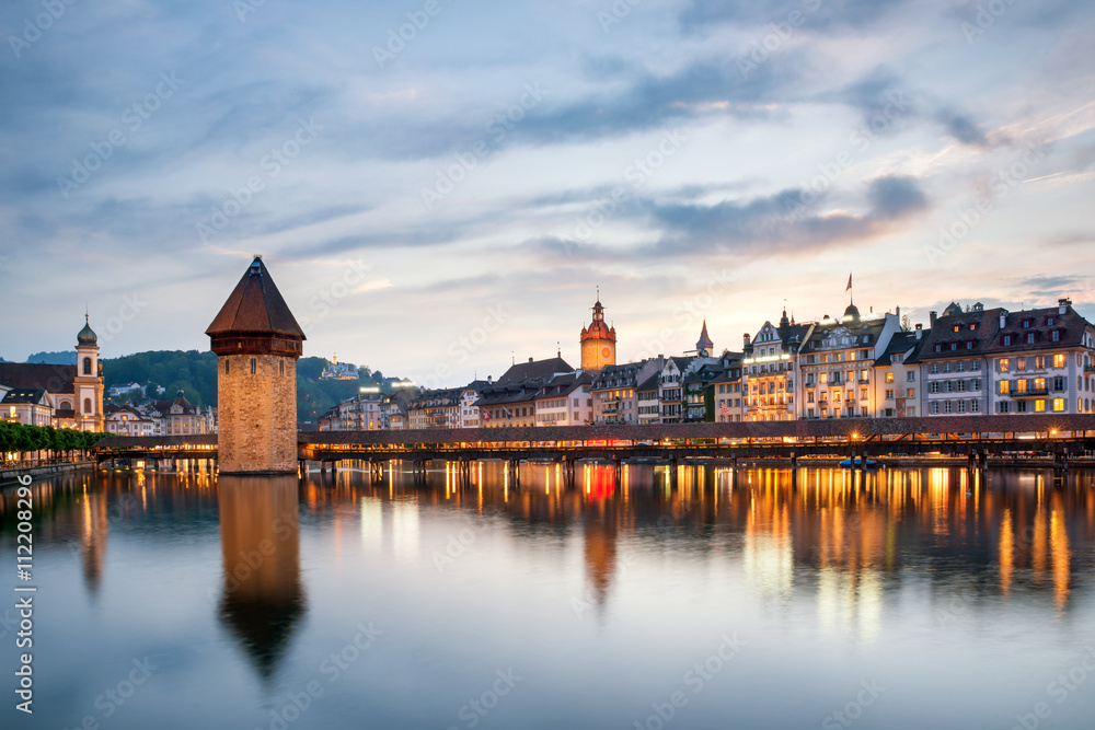 Lucerne. Image of Lucerne, Switzerland during twilight blue hour Lucerne. Image of Lucerne, Switzerland during twilight blue hour