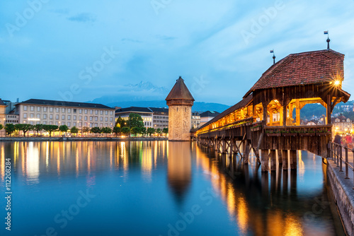Lucerne. Image of Lucerne, Switzerland during twilight blue hour