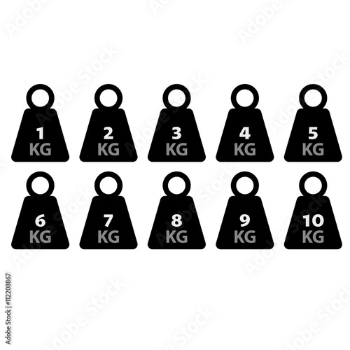Weight Kilogram Icon showing interval from 1 to 10 kilograms