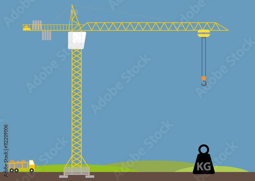 Tower Crane with scale model truck and weight
