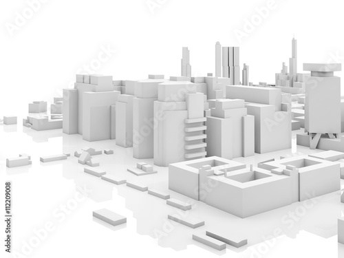White contemporary cityscape  3 d render