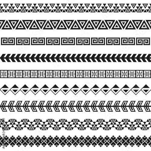 Seamless vector tribal borders. Tribal vintage ethnic seamless backdrop. Boho fashion style pattern