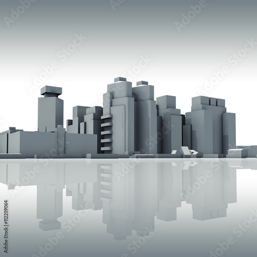 Houses, industrial buildings and offices. 3d