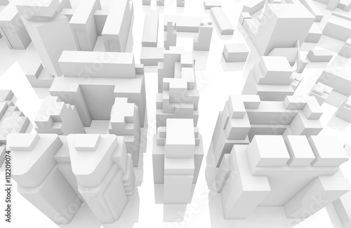 3d abstract contemporary white cityscape