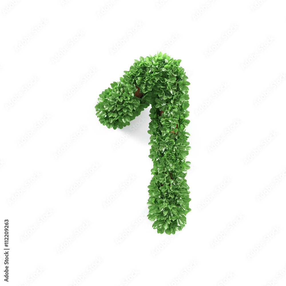 Green leaves 1 one ecology digits alphabet font Green leaves 1 one ecology digits alphabet font