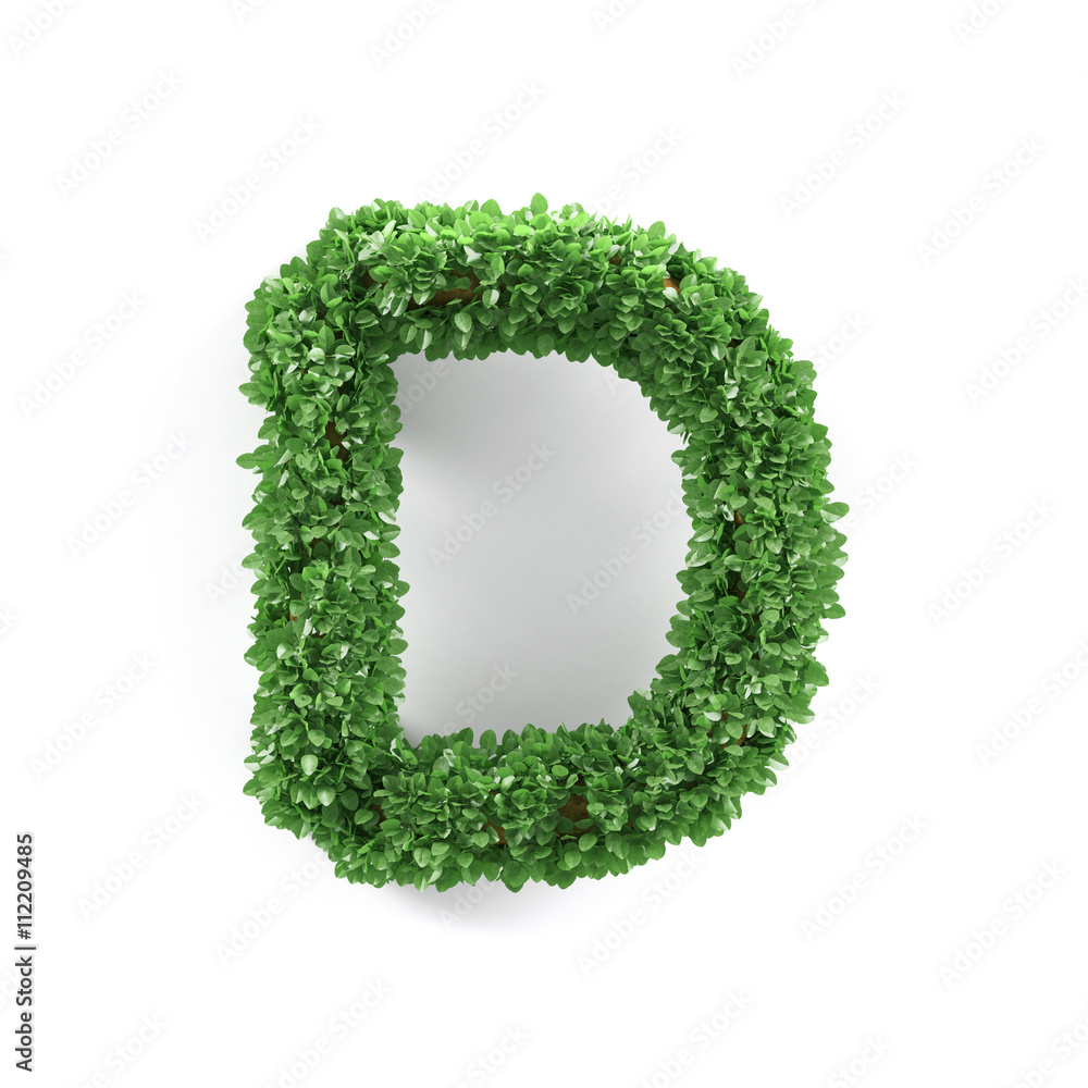 Green leaves D ecology letter alphabet font Green leaves D ecology letter alphabet font