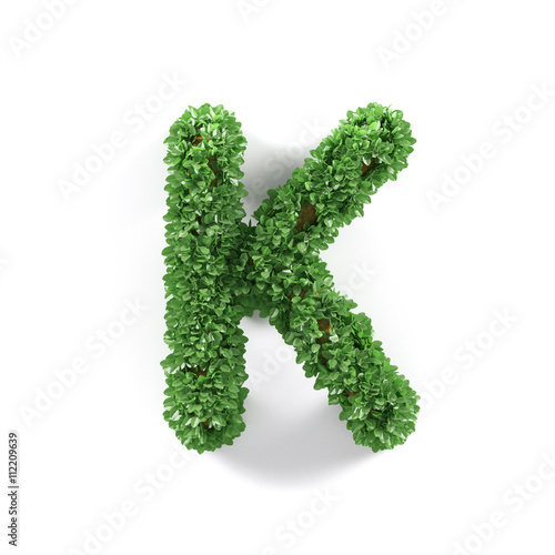 Green leaves K ecology letter alphabet font
