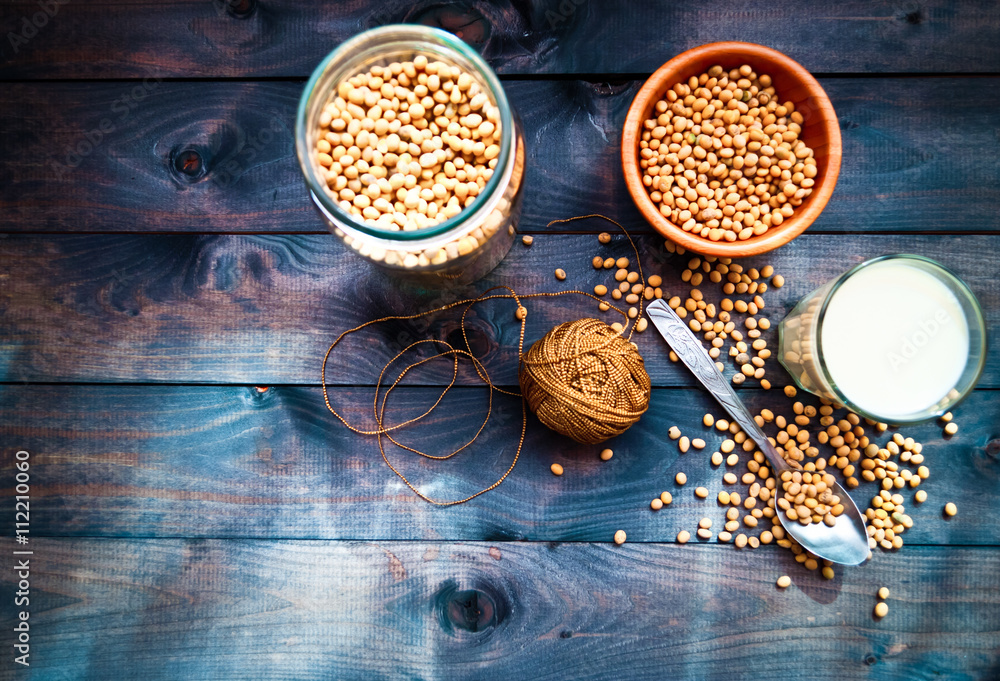 Soy milk and beans Soy milk and beans