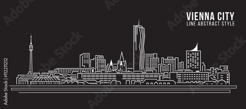 Cityscape Building Line art Vector Illustration design - Vienna city