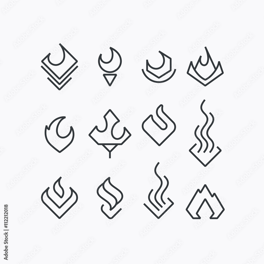 Vector set of flame and fire symbols Stock Vector Adobe Stock