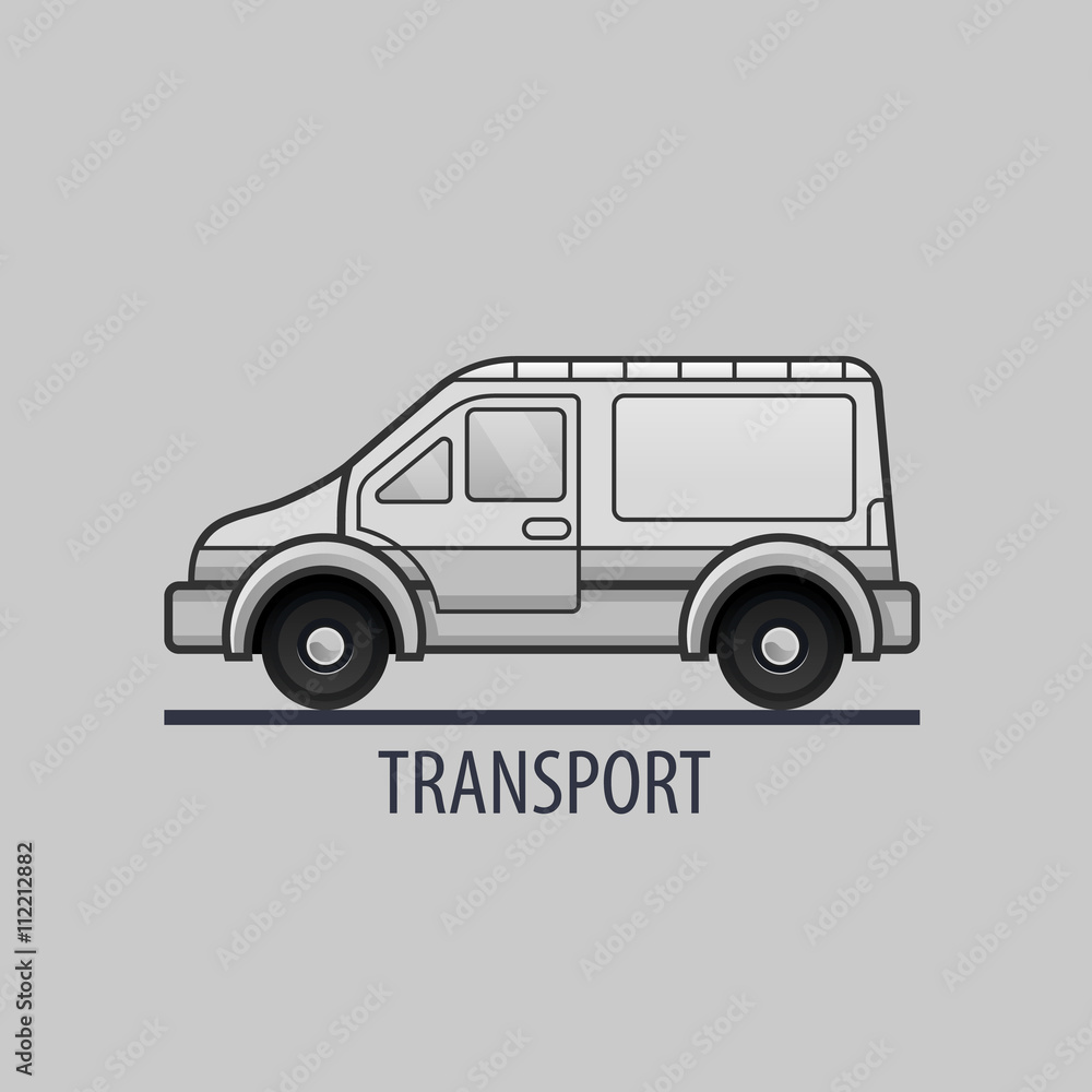 White delivery truck icon. Flat style